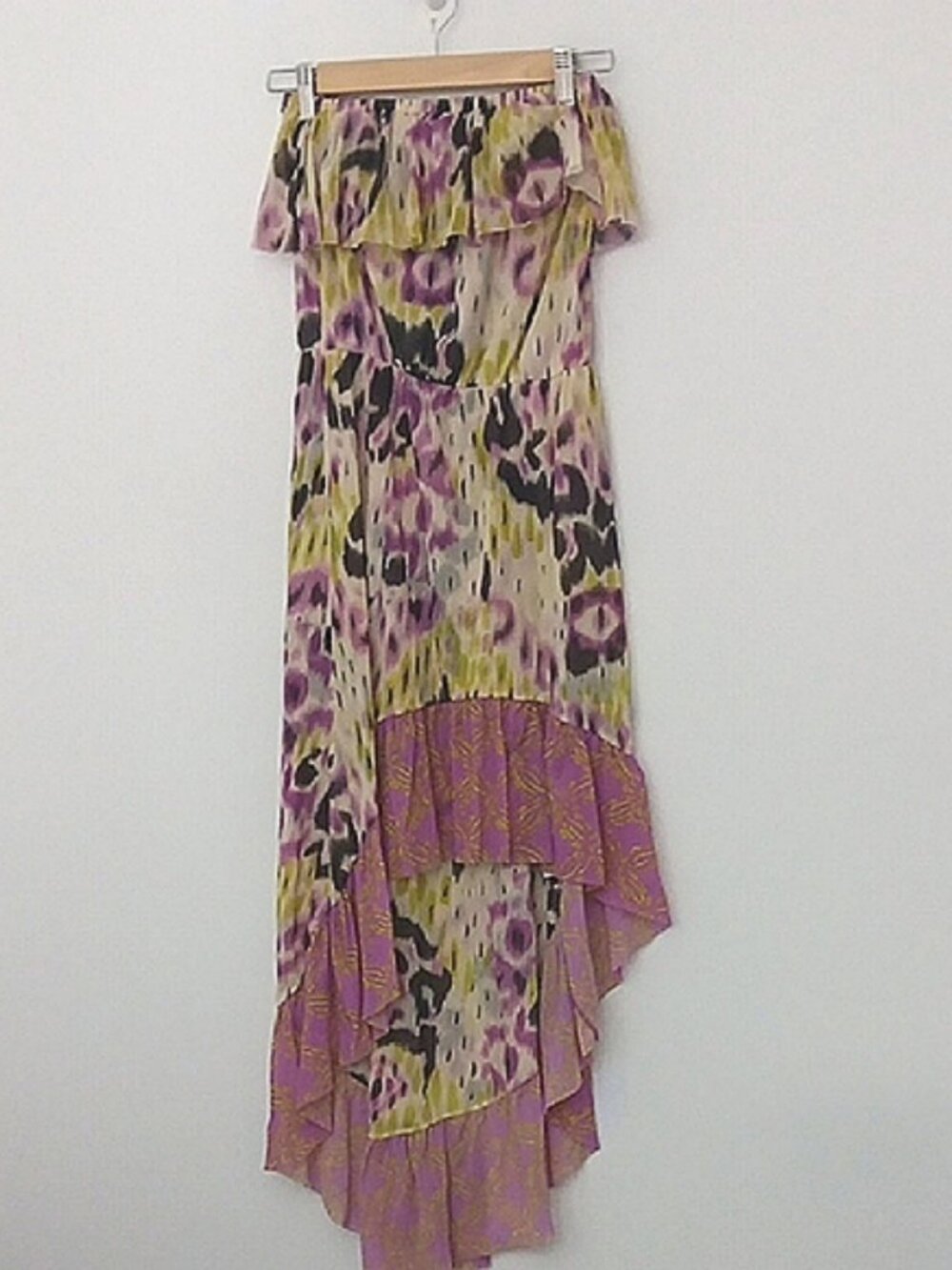 Anthropologie Lilka Off-Shoulder High-Low Dress‎ Women's Size XS Animal Print
